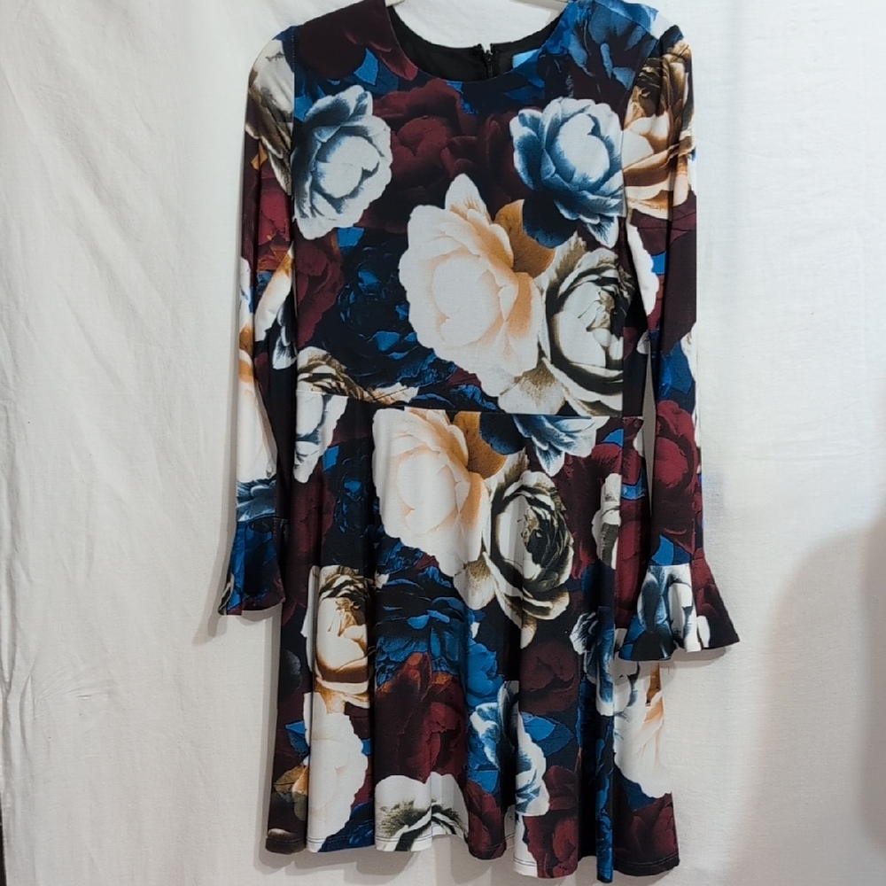 CeCe Floral Mini Dress - Blue, White, Brown
